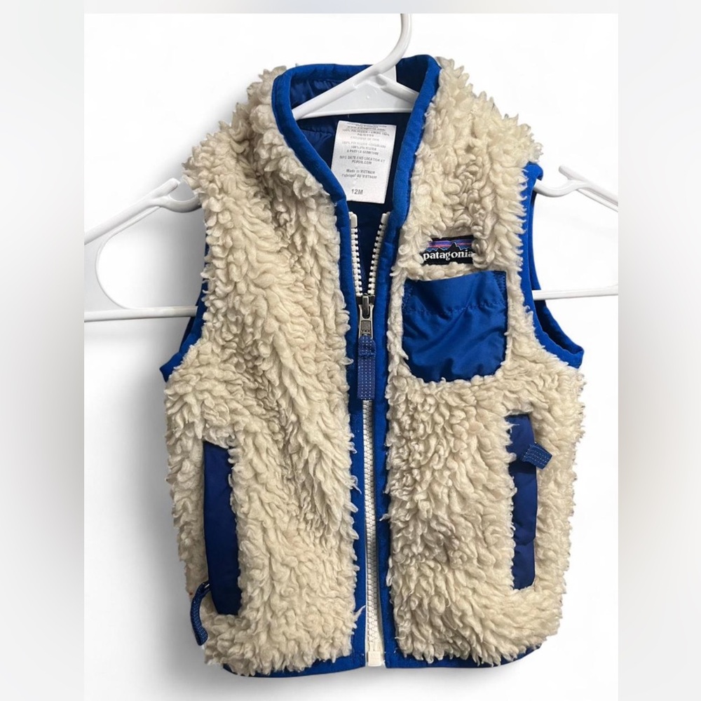 Patagonia Blue and Cream Fleece Vest
